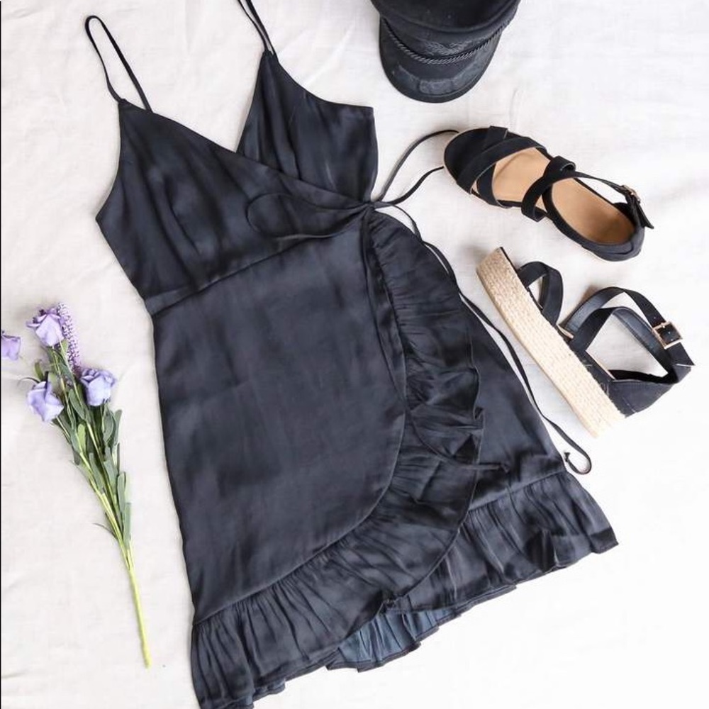 Free People All My Love Wrap Shine Mini Dress